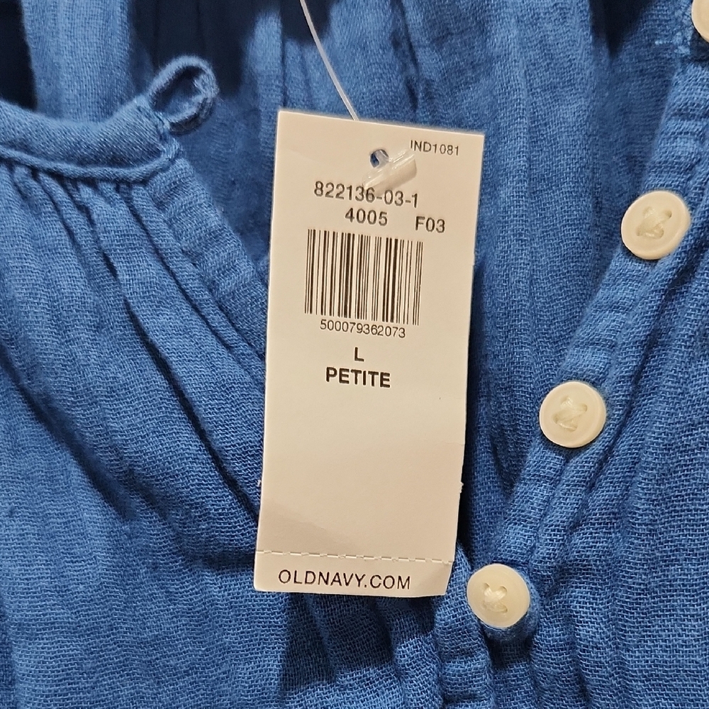 Old Navy Royal Blue Embroidered Short Sleeve Peasant Blouse - Picture 4 of 13